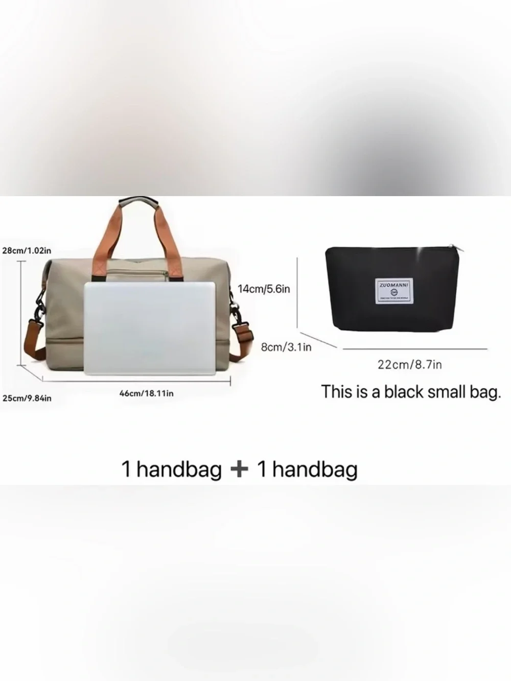 Navy Travel Duffel with Brown Handles